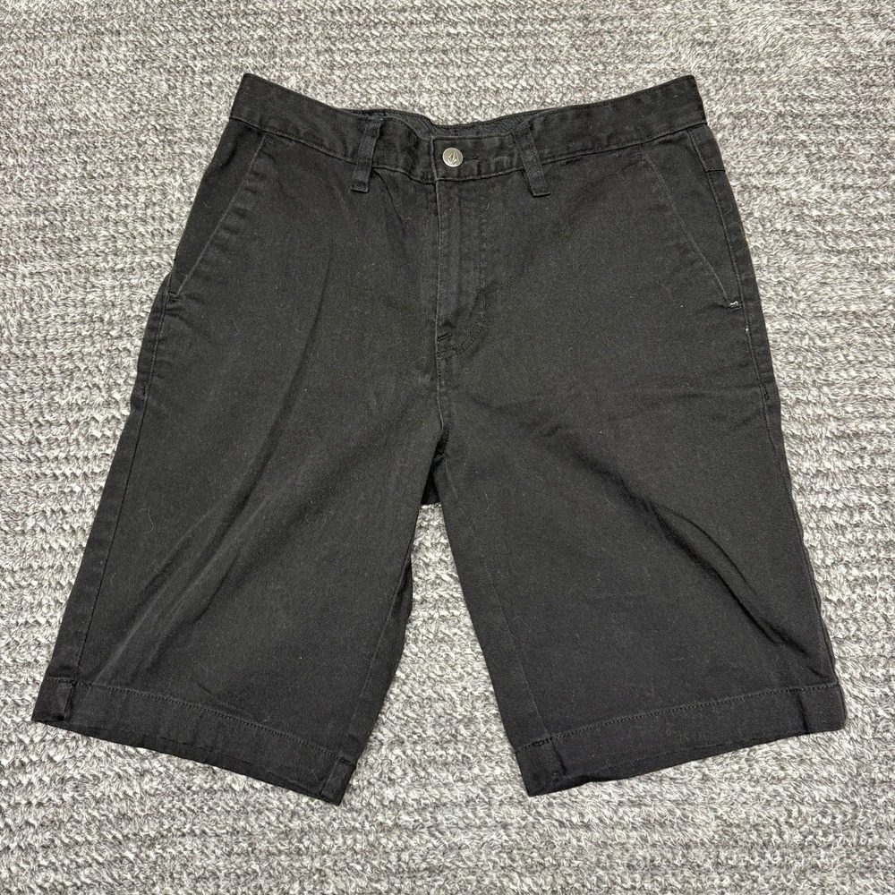 Volcom Mens Chino Shorts‎ Size 30 Black Flat Front Cotton Blend Casual